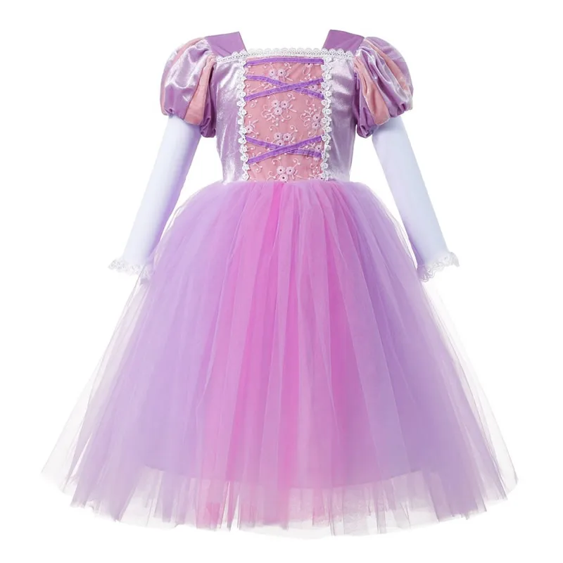 Rapunzel Dress Рождественское платье для девочек; платье Рапунцель; нарядное фиолетовое платье принцессы; карнавальный костюм; фиолетовое бальное платье с героями мультфильмов; подарок - Цвет: Rapunzel Dress