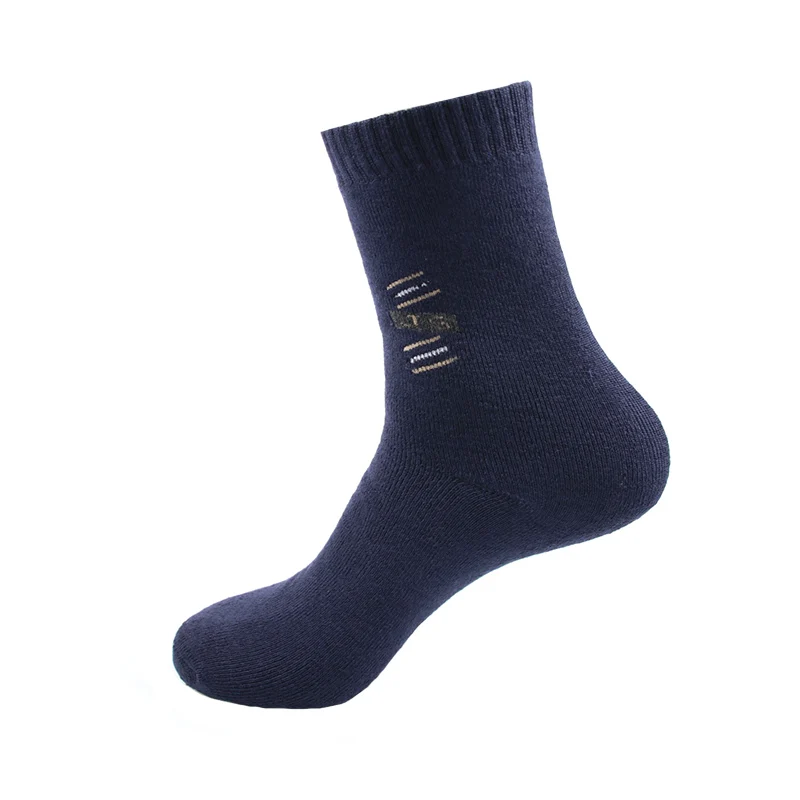 Носки мужские зимние хлопковые Черные Серые классические деловые Повседневные носки с круглым вырезом теплые толстые отличное качество дышащие мужские носки meias - Цвет: Roal Blue