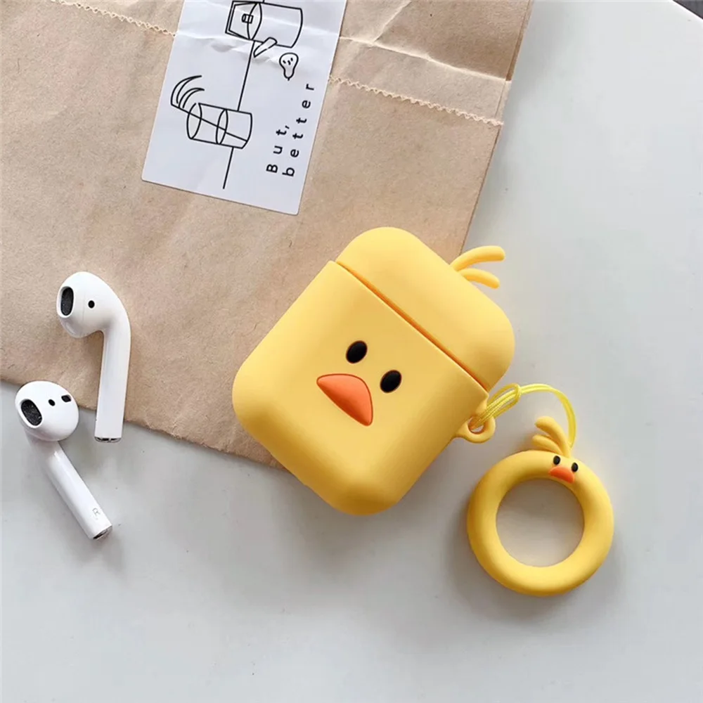 Cute Cartoon Earphone Case For Airpods 2 Cover Soft Silicone Slim Earphone Cover For Airpods Case Bag Protective Strap or Hook - Цвет: GJ0742