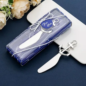 

20pcs/lot Baby Shower Wedding Souvenir Pizza Cream Knife With Anchor Handle Creative Gift For Guest Giveaways