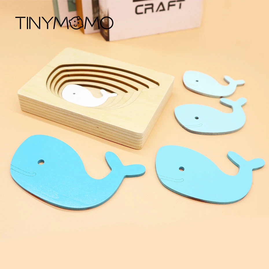 Детские деревянные игрушки для детей картонная 3D Головоломка с животными