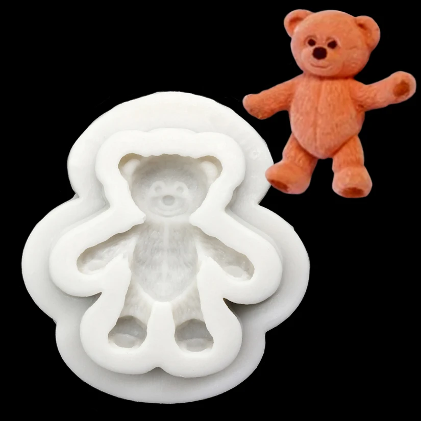 Teddybär Silikon-Zuckergussform Fondant Kuchendekoration Werkzeuge Süßigkeiten-Clay Cupcake Schokoladen-Backform – Detail 1