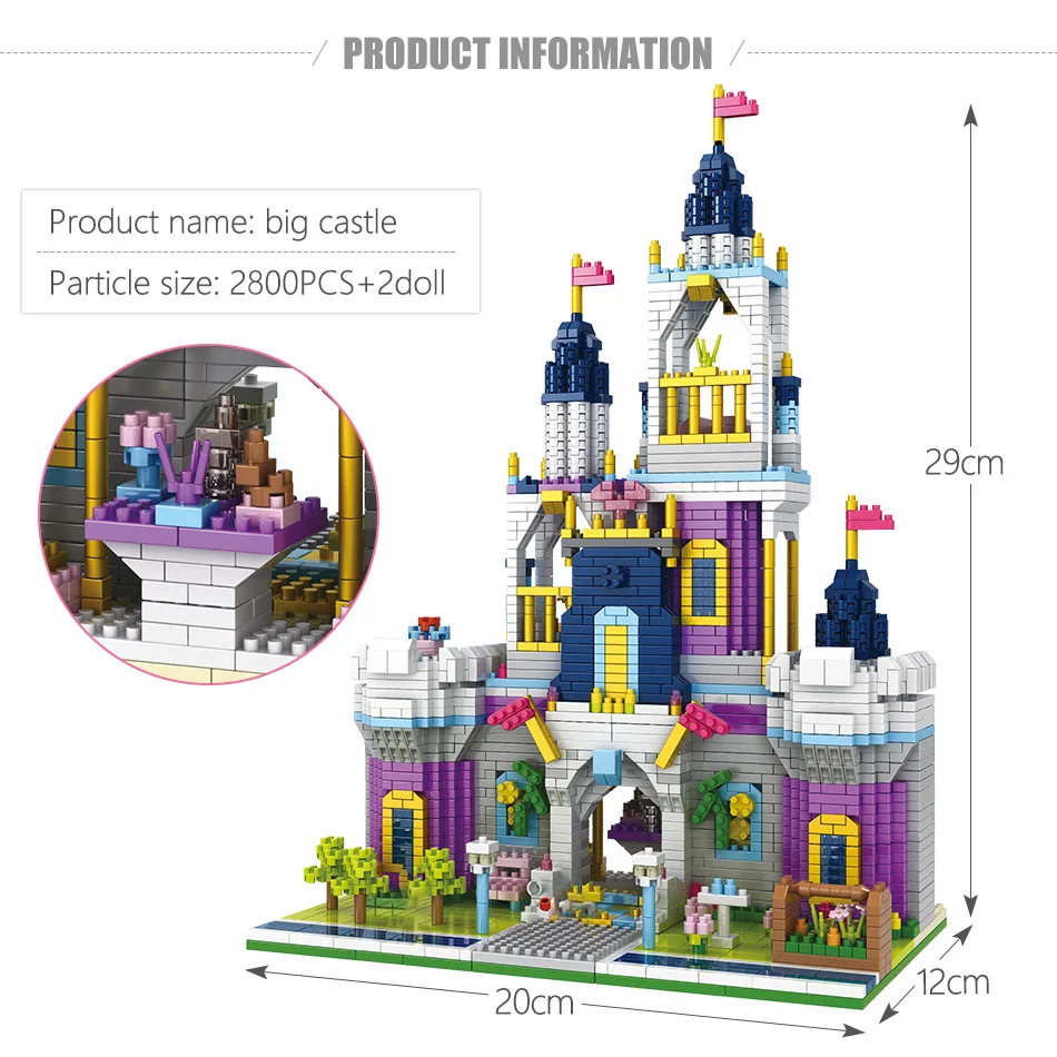LOZ Friends архитектура большой замок сад принцесса сказочный замок 3D модель DIY Алмаз Мини Строительные блоки игрушки для девочек