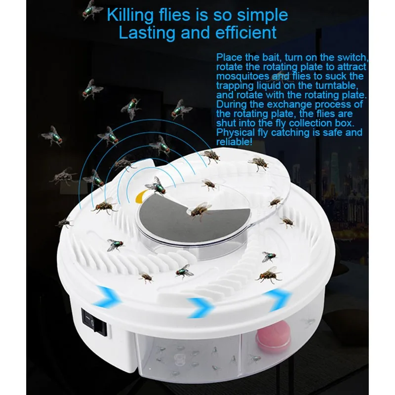 Electric Fly Trap Device with Trapping Food White USB Cable 