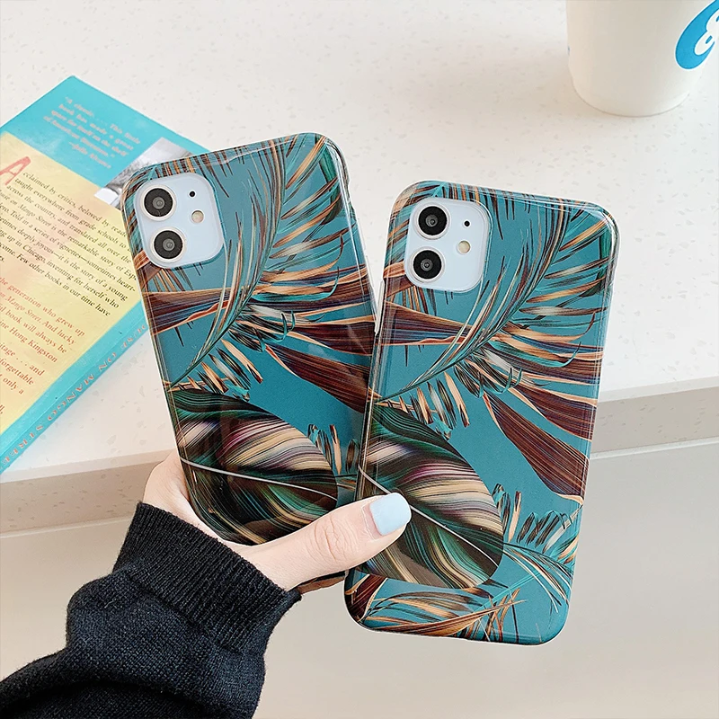 

Retro Flower Leaf Phone Case for iPhone 11 Pro Max XS Max XR 6 6S 7 8 Plus X Case Retro Floral Soft Silicone Back Cover Funda