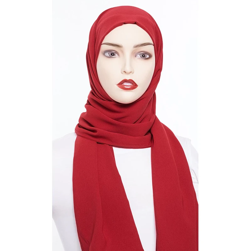 Абаи однотонные Цвет шифон Hijab шарф Мусульманский Хиджаб повязок для Для женщин джилбаба Hoofddoek Moslima платок платки Femme Musulman