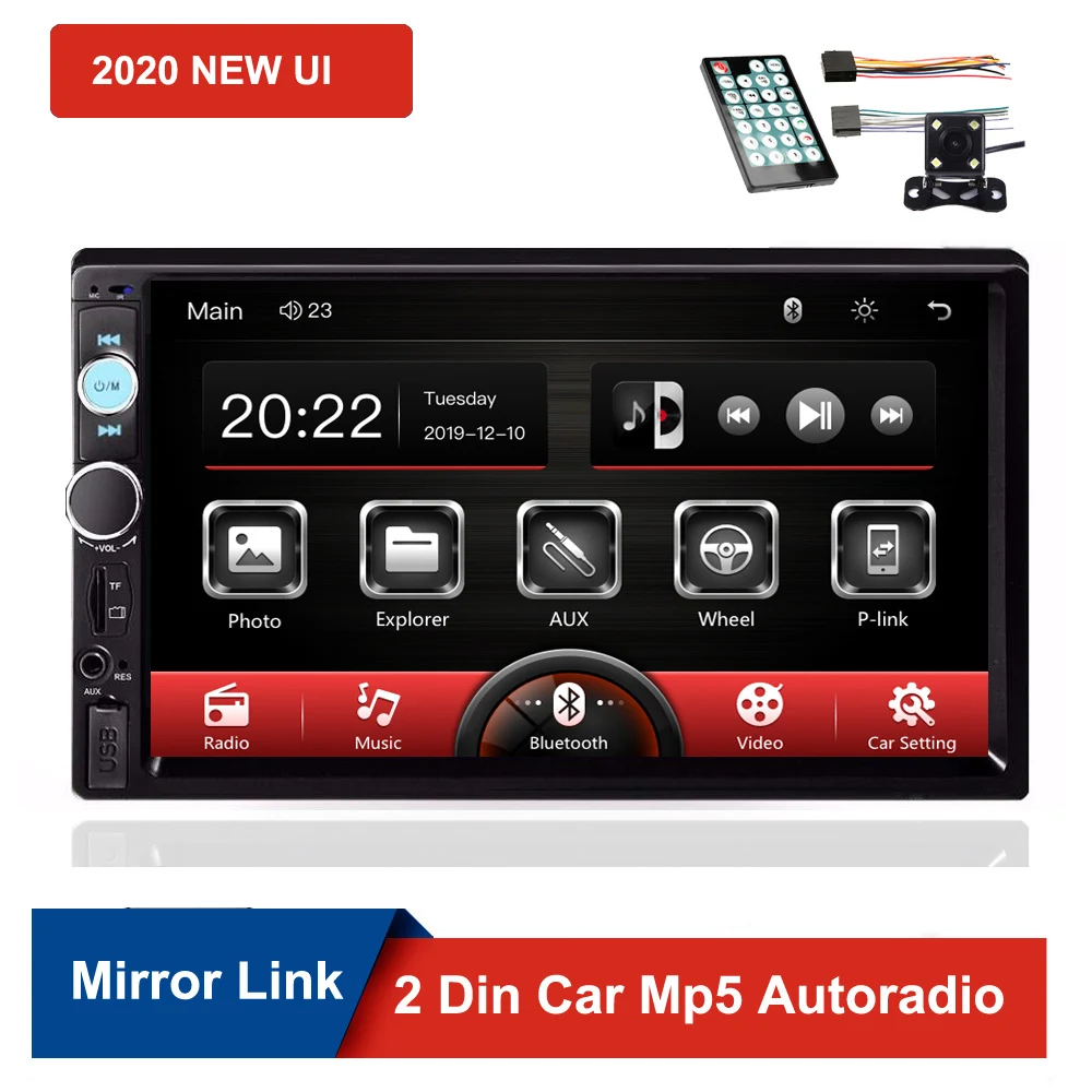 Автомагнитола 2 Din с сенсорным экраном 7 дюймов MP5 Bluetooth USB FM AM мультимедийный плеер