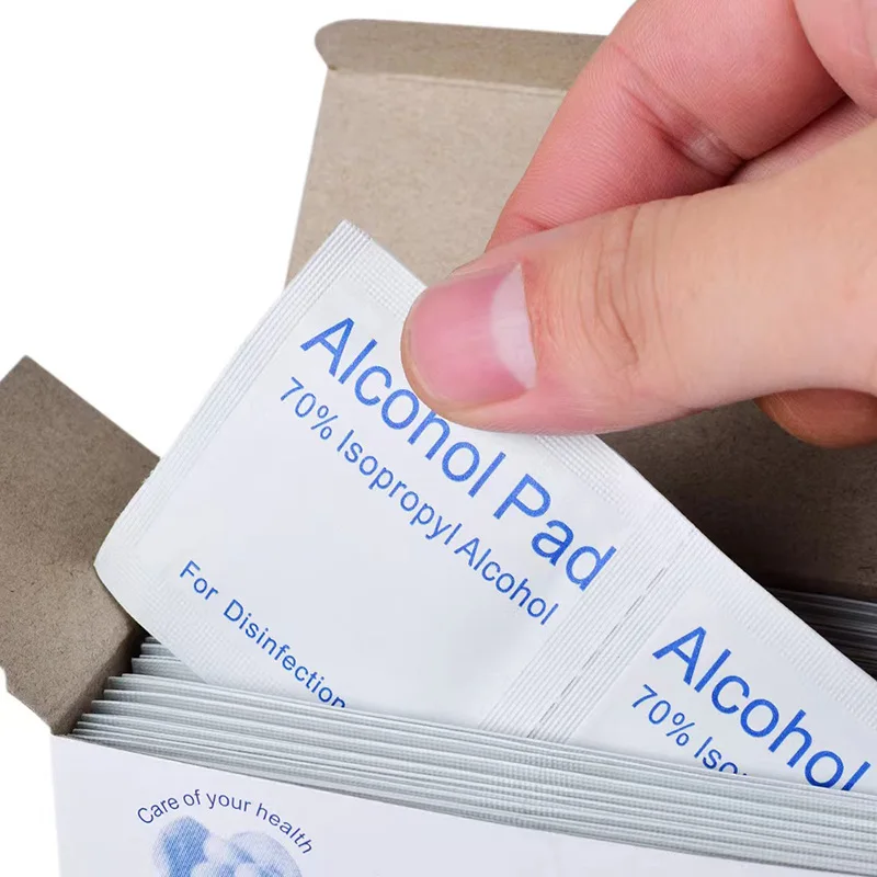 100 Pcs Alcohol Wet Wipe Disposable Disinfection Prep Swap Pad Antiseptic Skin Cleaning Care Jewelry Mobile Phone Clean Wipe