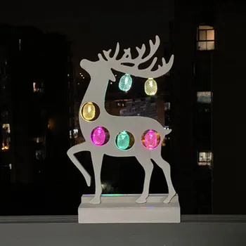 

8 styles Chrismas Desktop Ornaments Lantern Wooden Handicraft Colorful Lights Changing Colors Stars Christmas Tree Elk Gift