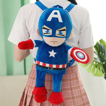 

Hot 42cm Cute Super Hero Captain America Iron Man Spiderman Plush Backpack Cartoon Avengers Toys for Kids Bag Creative Gifts
