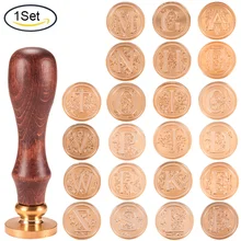 

1 Set Wax Seal Stamp Vintage Retro Brass Head Wooden Handle Alphabet Letter A~Z Initial Wax Classic Sealing Stamp