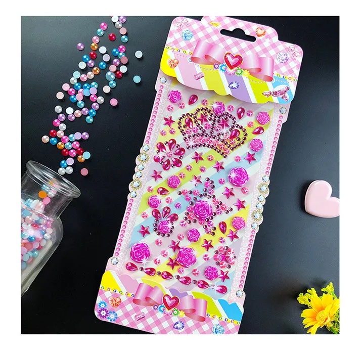 5   Rhinestones Crown Flower Stickers For Women Mobile Phone Car Handmade Decoration Diy Handmade Jewelry Pearl Stickers