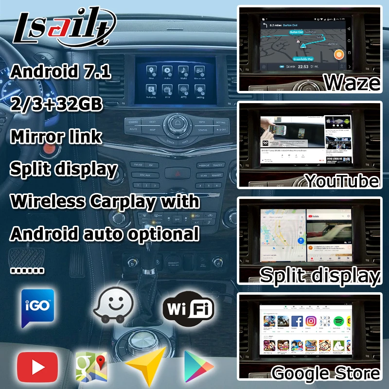 Lsailt Android/Carplay интерфейсная коробка для Nissan Patrol Armada Y62 2012- видео интерфейс Pathfinder Elgrand 370z Lsailt