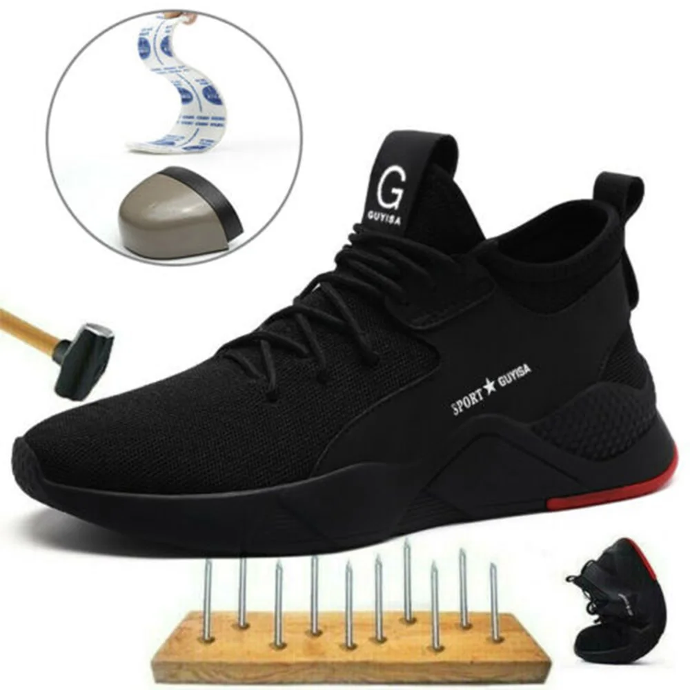 Safety Work Shoes Men Indestructible Ryder Shoes Puncture-Proof Safety Shoes Trainers Steel Toe Work Boots D20