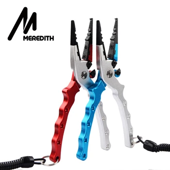 

MEREDITH Aluminum Alloy Fishing Pliers Split Ring Cutter Fishing Holder Tackle with Sheath&Retractable Tether Combo Hook Remover