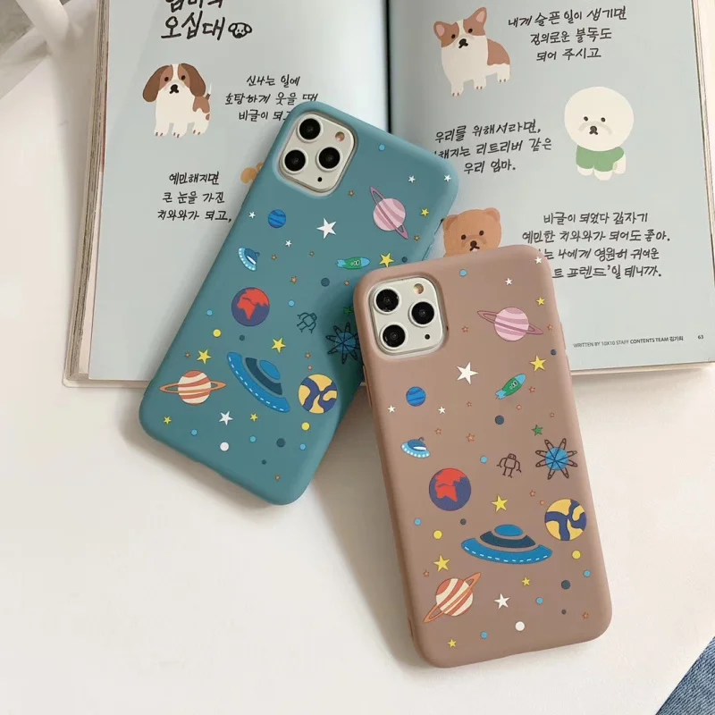 

Soft Space Cases For iPhone XR XS MAX X 7 8 Plus 11 Pro Max Fundas Planet Moon Star Protective Silicone Cover For iphone 7 8