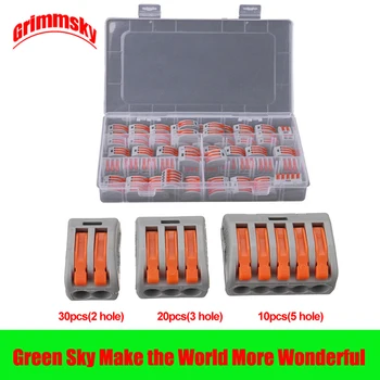 

60Pcs/Set Terminal Block Spring Lever Nut Terminal Blocks Reusable Electrical Wire Connector