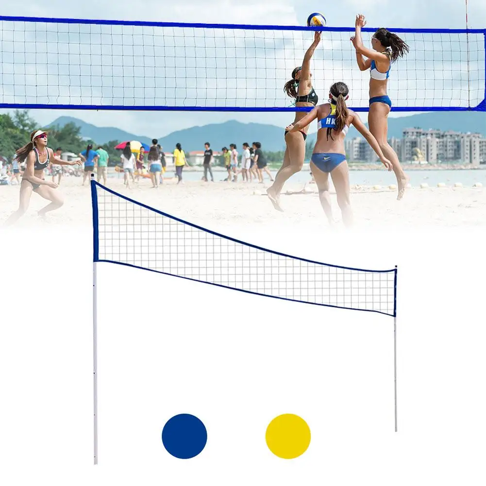 Foldable Tennis Volleyball Net Stand Beach Sport Badminton Holder W/ Stand Bag