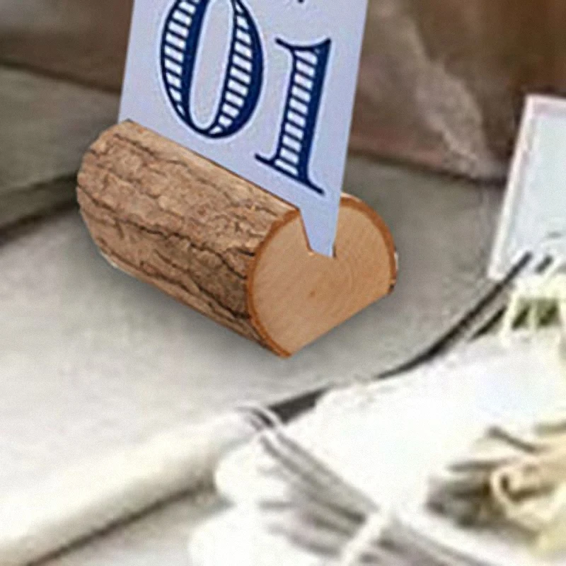  30Pcs Family Natural Wooden Pile Log Photo Folder Table Card Number Clip Stands Wedding Decor