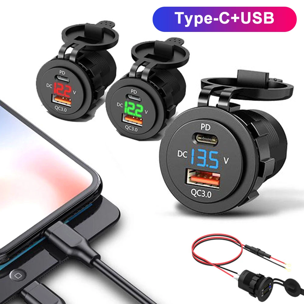 Автомобильный USB Зарядное устройство быстрой зарядки PD 3 0 s гнездо адаптера Dual с