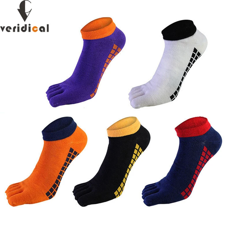 Cotton Five Finger Socks Mens Sports Checkered Breathable Comfortable
