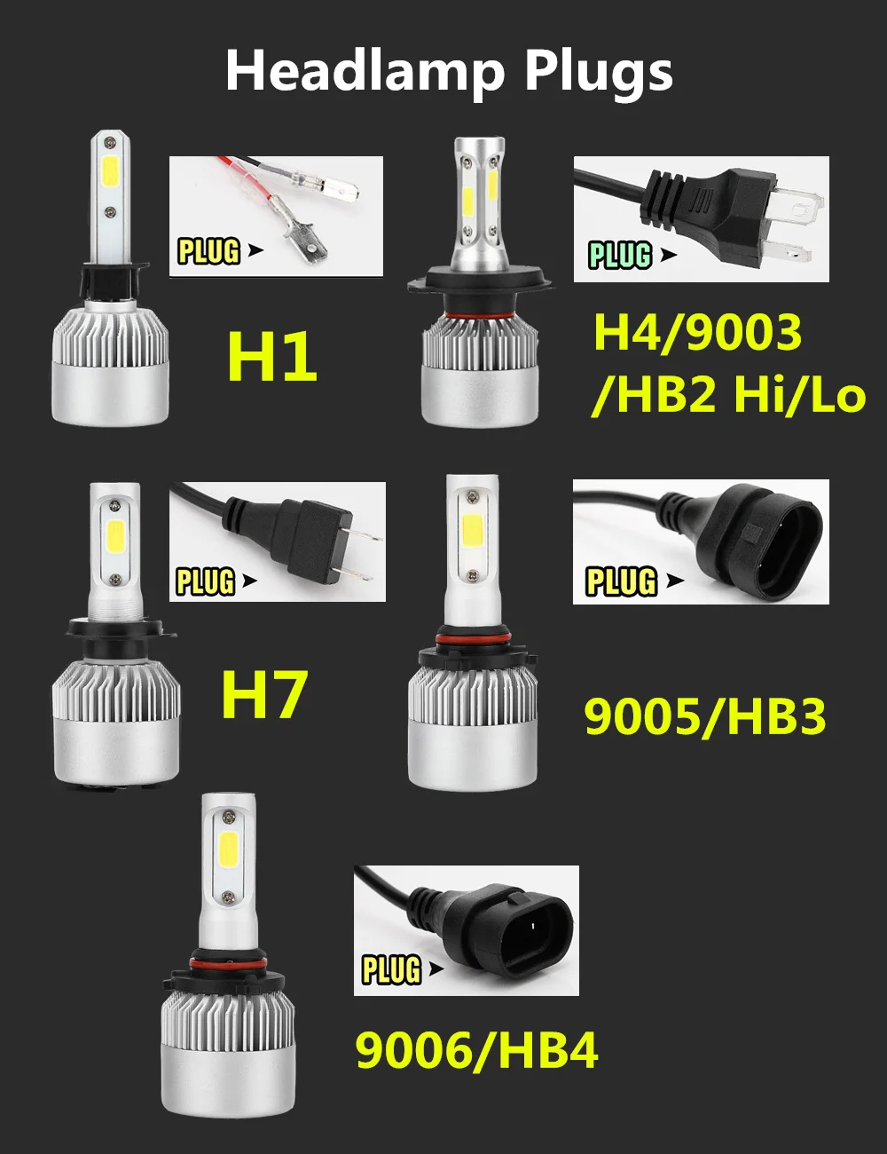 8000lm 2 шт. светодиодный фар автомобиля H4 H7 H11 H1 H13 H3 9004 9005 9006 9007 12V светодиодный авто лампа фары 6000K