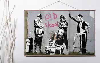 

Old School Grannies in The Street Art Canvas poster decoration painting with solid wood hanging scroll