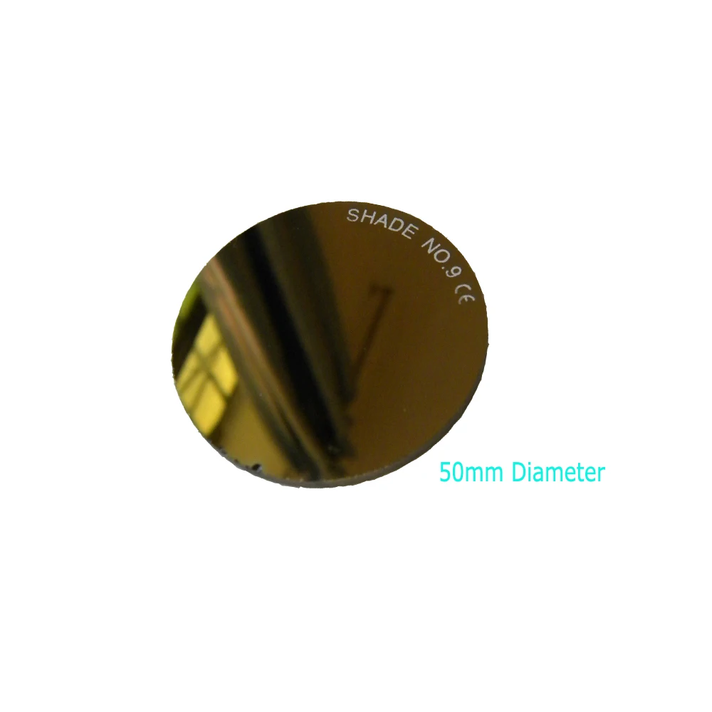 Welding Helmet Lens 4pcs/lot Black Glass Filter Round Shape Lens 50mm for Welding Goggles Masks Golden Coating Black Eye DIN9/10/11/12/ /13