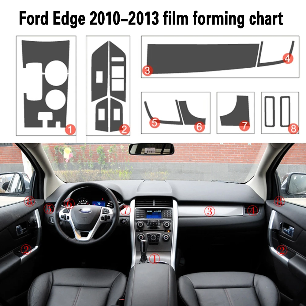 

For Ford Edge 2010-2013 Interior Central Control Panel Door Handle 3D/5D Carbon Fiber Stickers Decals Car Styling Cutted Vinyle