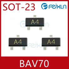 Paster SMD triodo BAV70 impreso A4 paquete SOT23 diodo de conmutación 0.2A 70V 200mA.