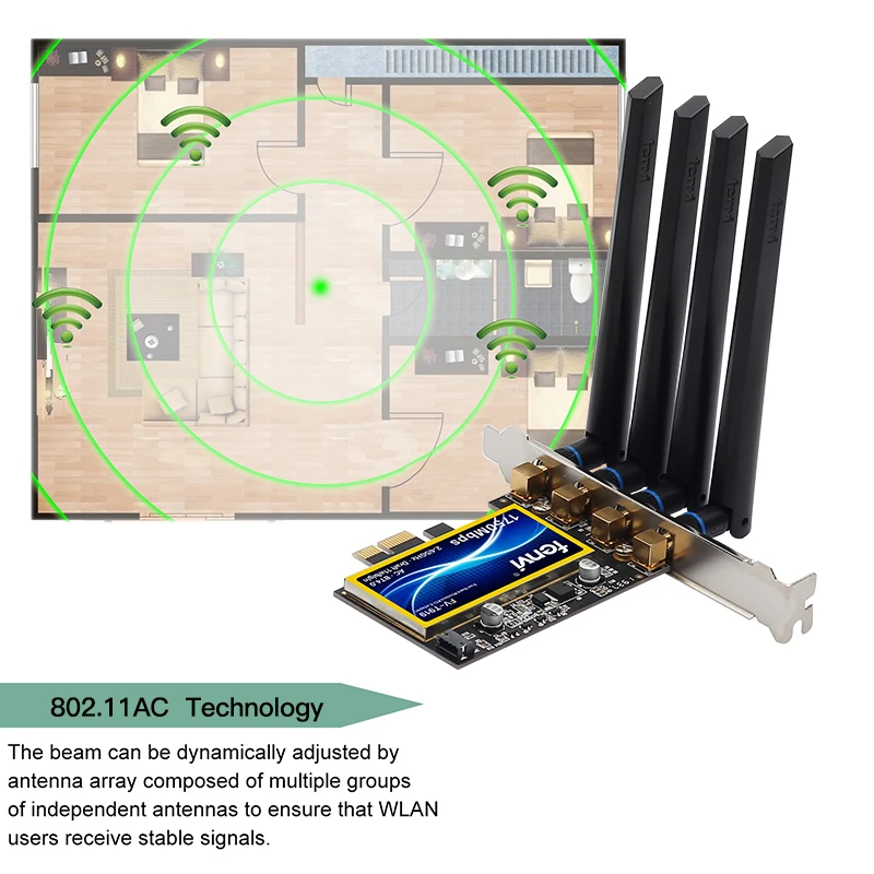 PCI Wi Fi Adapter Wireless AC Dual Band 1750Mbps Broadcom BCM94360CD 802 11ac For Hackintosh Mac 4