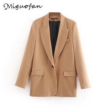 

Miguofan 2019 solid blazers Women Jackets blazers coats Autumn Winter office blazer Pocket Suit Vintage Blazers for female new
