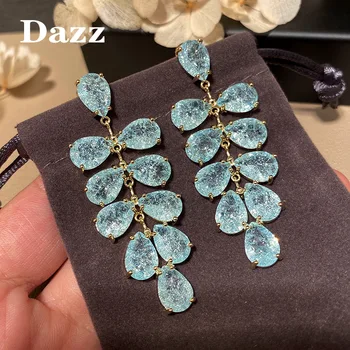 

Dazz Blue Crackle Earrings 2020 New Fashion String Zircon Ice Flower Grape Earrings Thin Earrings Lady Party Accessories