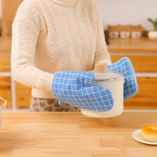 2 шт хлопчатобумажные перчатки для духовки термостойкие рукавицы кухонные рукавица и прихват для микроволновой печи изолированные Нескользящие Утепленные Перчатки