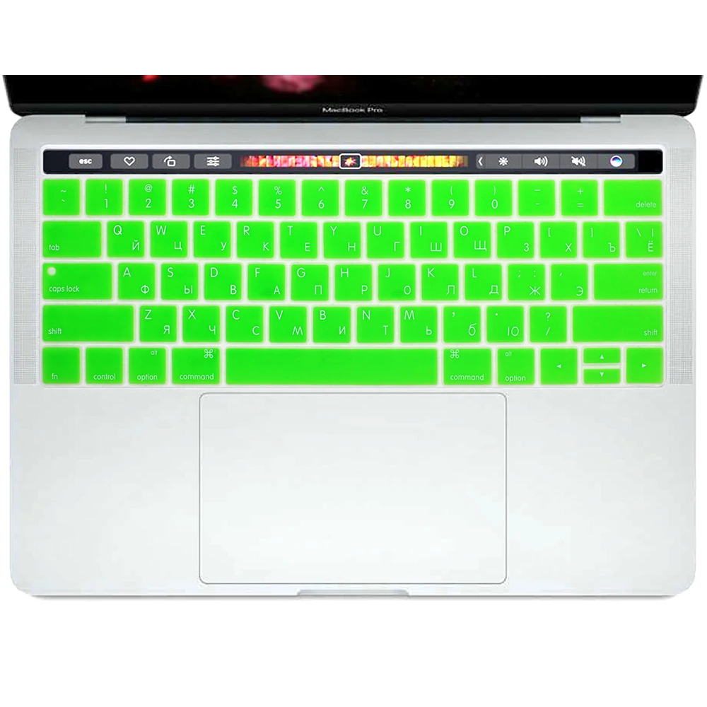 Green Русский язык RU для MacBook pro 15,4 '' a1990 A1707 США Русский силиконовый чехол для клавиатуры - Цвет: Green
