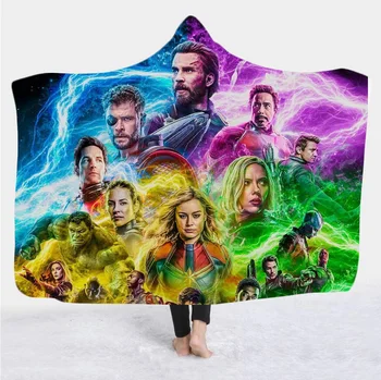 

movie Marvel Avenger 3D Print Plush Throw hooded Blanket Sherpa Fleece Bedspread Blanket Vintage Bedding wool soft Blanket 025