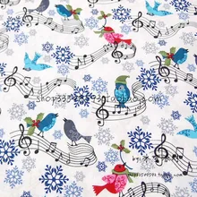 140 см ширина музыкальная птица со снежинками белая хлопковая ткань для девочек одежда домашний текстиль Чехлы для подушек сумки DIY-AFCK094