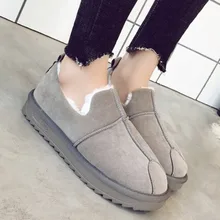 Женские ботинки; теплые плюшевые зимние ботинки; женская замшевая обувь на меху; Модные женские ботильоны; теплая зимняя обувь из флока для женщин