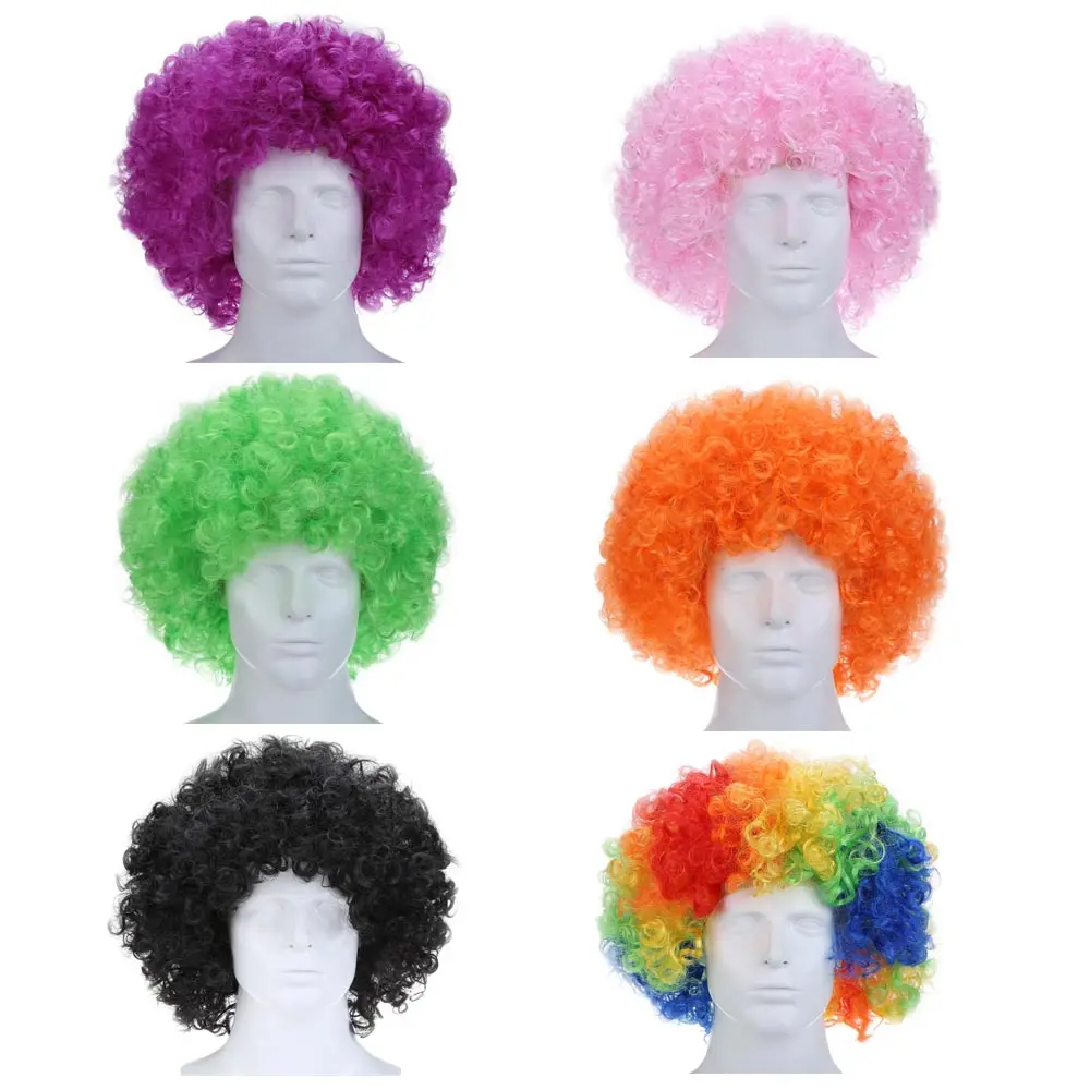 Разноцветные короткие кудрявые взрывные головы подставки под парик Смешной Пушистый парик клоуна шапки новейший волнистый круглый парик клоуна волосы фанатов парик