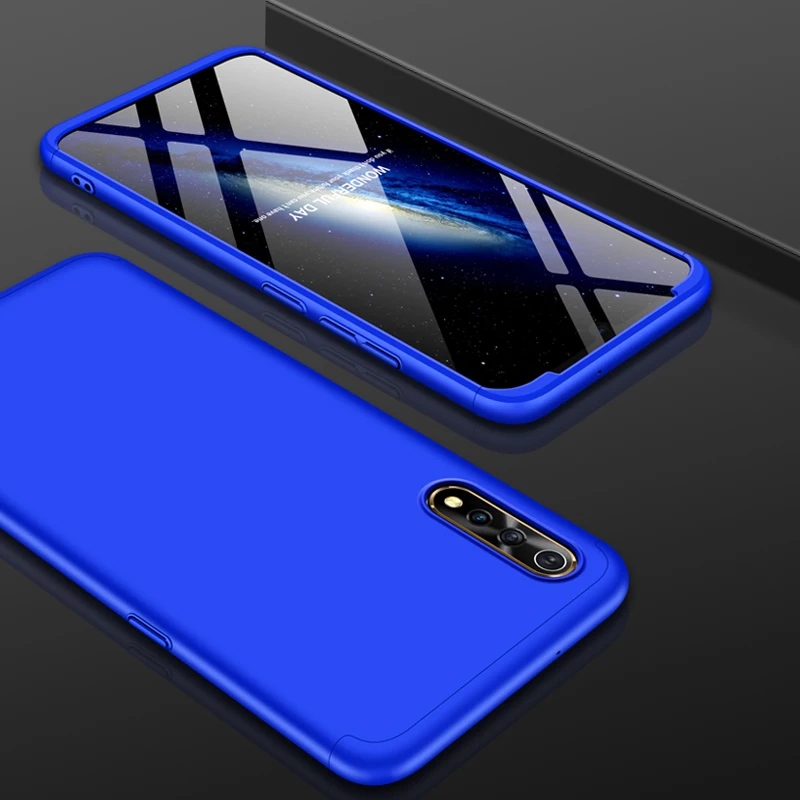 Оригинальная крышка для Vivo V17 Neo Case 360 полная защита противоударный 3 в 1 тонкий жесткая матовая поверхность из поликарбоната для Vivo V17 Neo чехол 6,38 дюйма - Цвет: Синий