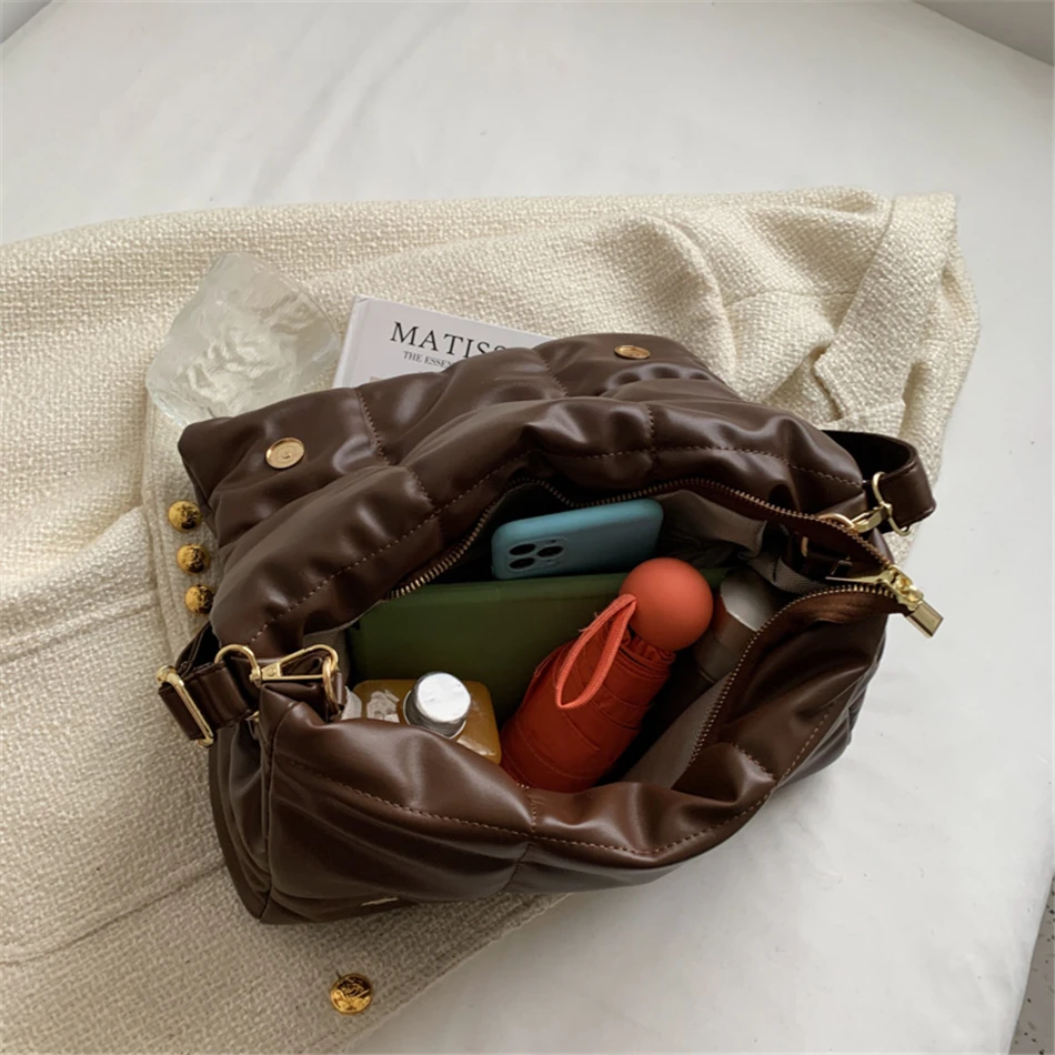 HZEWLS Women Space Padded Nylon Messenger Bag Solid Color Zipper
