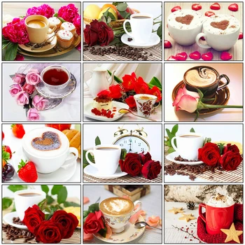 

Evershine 5D DIY Diamond Painting Cross Stitch Coffee Cup Diamond Embroidery Flowers Rhinestone Pictures Gifts For Women