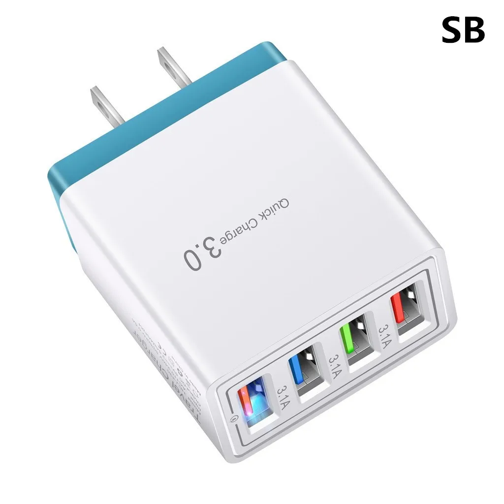 Carprie 4 порта Быстрая зарядка QC 3,0 usb-хаб настенное зарядное устройство 3.5A адаптер питания штепсельная вилка США адаптеры для быстрой зарядки со светодиодом