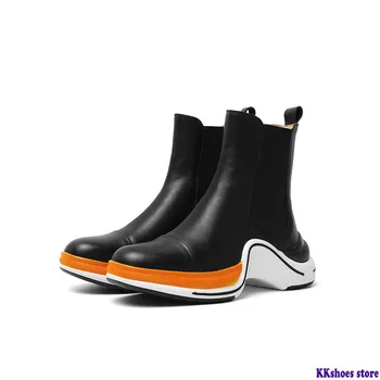 

2020 top quality genuine leather shoes woman ankle boots round toe autumn winter boots comfortable casual shoes woman