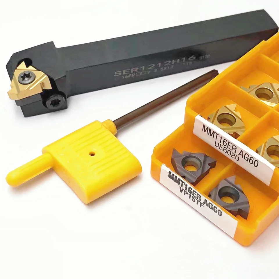 thumbnail image 2 of Maizoon CNC Lathe Threading Tool Set - SER1212H16 Holder, 10x 16ER AG60 Carbide Inserts, T15 Wrench 2 of 12