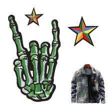 Модные нашивки с железом для одежды, нашивки с вышивкой в стиле панк, байкер, нашивки с черепом, рок, нашивки с аппликацией, одежда stcikers parches