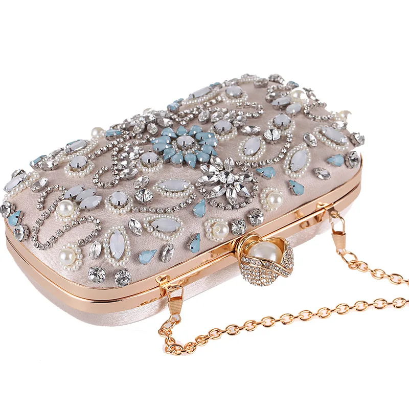 Diamond Clutch,Crystal Embellished With Top Clasp Evening Handbag For Wedding Bridal Prom Gift (4)