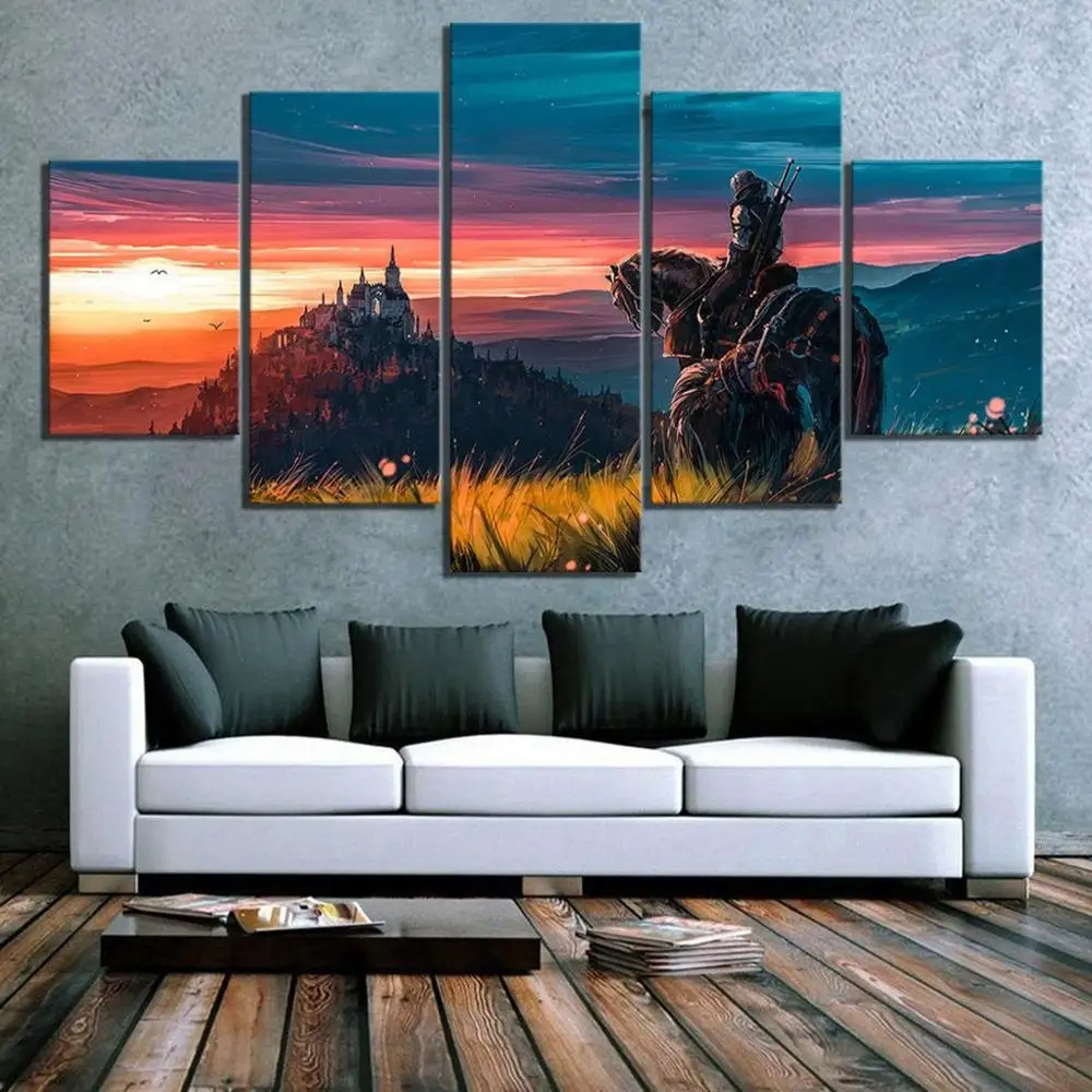 

5 Pcs Game Wild Hunt Geralt of Rivia Posters HD Canvas Wall Art Pictures Decoration Living Room Accessories Home Decor Paintings