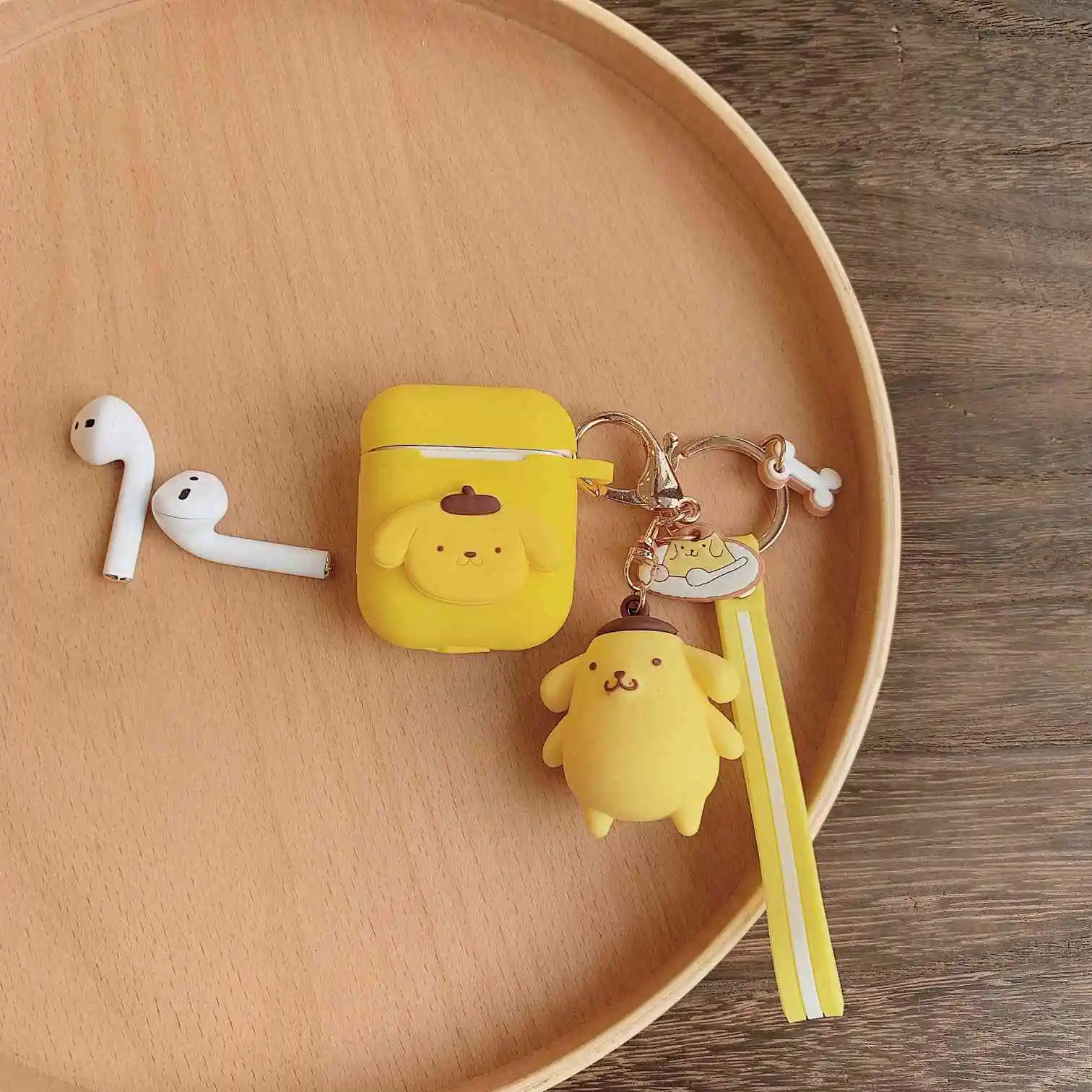 Чехол для AirPods с милым мультяшным брелоком, аксессуары, силиконовый чехол s для Airpods 2, чехол с кольцом для ключей, Bluetooth, чехол для наушников
