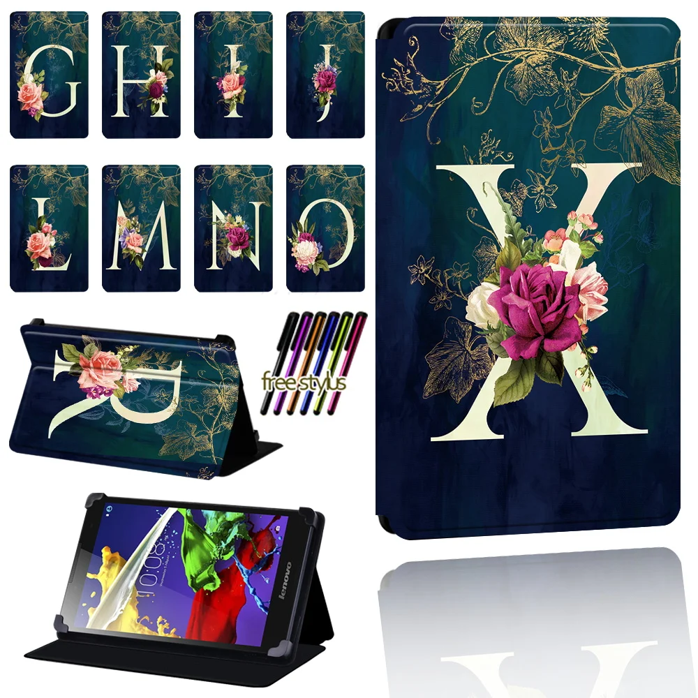 

Flower Pattern Case for Lenovo Tab 2 A7 / A8 / A10-70 / Tab 3 / Tab 4 Tablet Pu Leather Foldable Case Shell + Pen